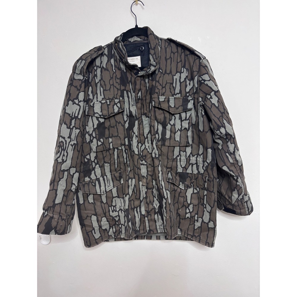 Duck Bay Trebark Camo Field Jacket Mens Medium Removable Liner M-65 Vintage